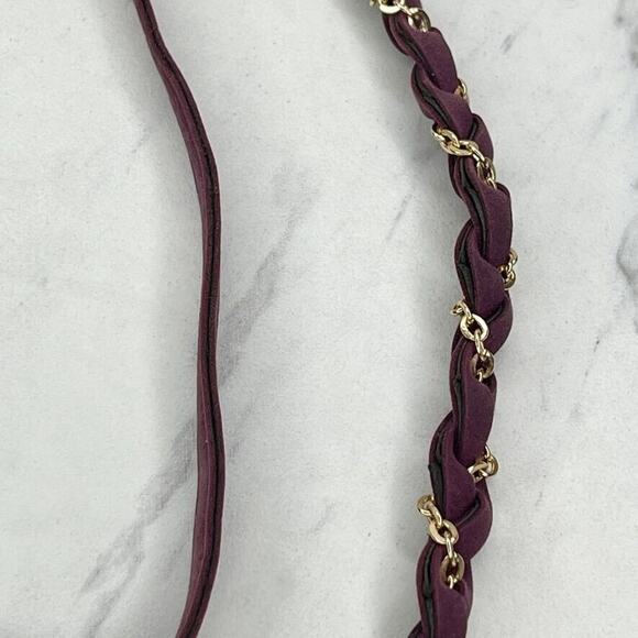 Purple Faux Suede Gold Tone Chain Woven Tie Belt One Size OS - Picture 5 of 12